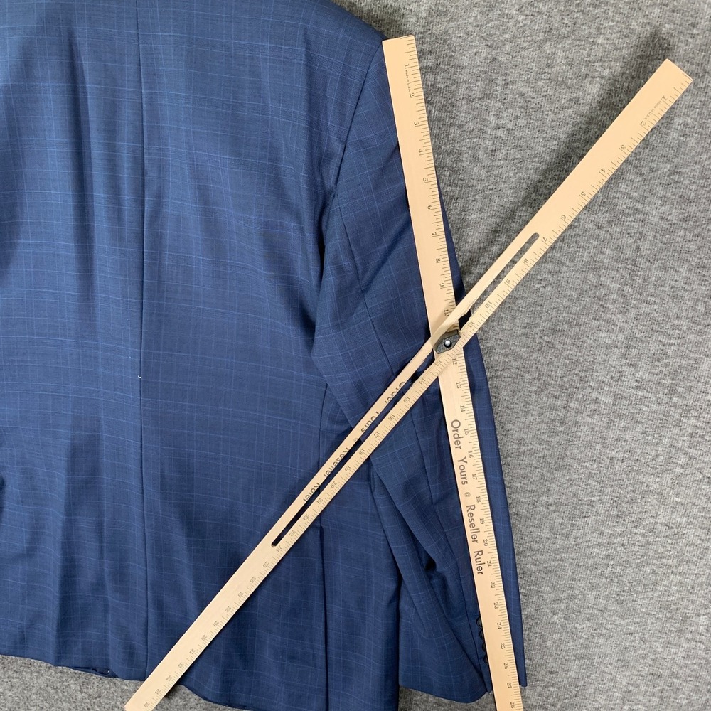 Jack Victor 2 Piece Suit Men 46L Blue Windowpane Wool Business Nepal CT - Picture 9 of 16